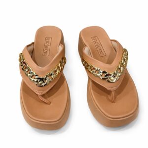 Tamanco Feminino Moleca Plataforma com Corrente